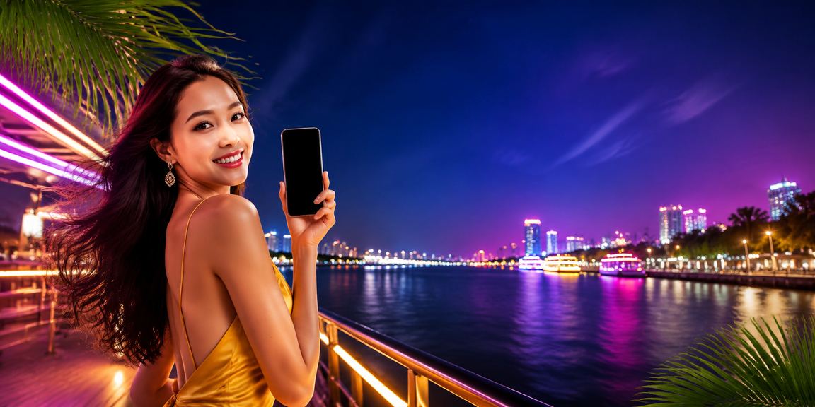 Phong bì đỏ khuyến mãi edg nổi bật dưới ánh đèn neon vùng Mekong